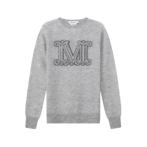 MaxMara/麥絲瑪拉 【22秋冬新款】 女士馬海毛微透圓領(lǐng)長(zhǎng)袖針織衫M徽標(biāo)提花 13661023 OCRA