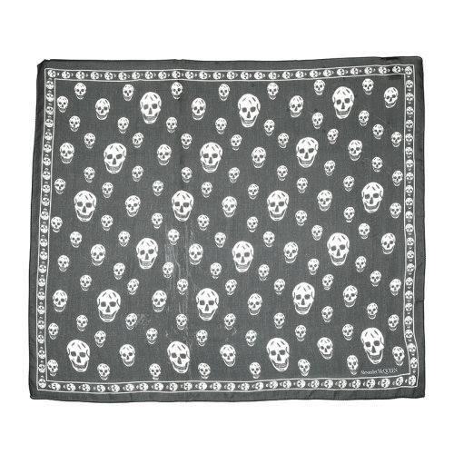 Alexander McQueen/亞歷山大麥昆22春夏桑蠶絲女士方絲巾5577174Q060