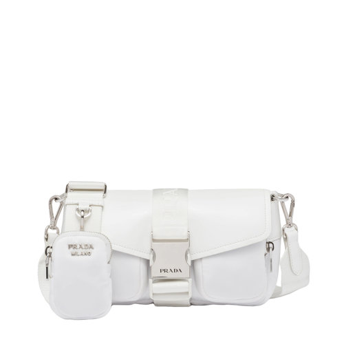PRADA/普拉達(dá) 22年新款 女士白色尼龍皮革插扣可拆卸口袋包單肩包1BD295_789_F0009_V_BFO