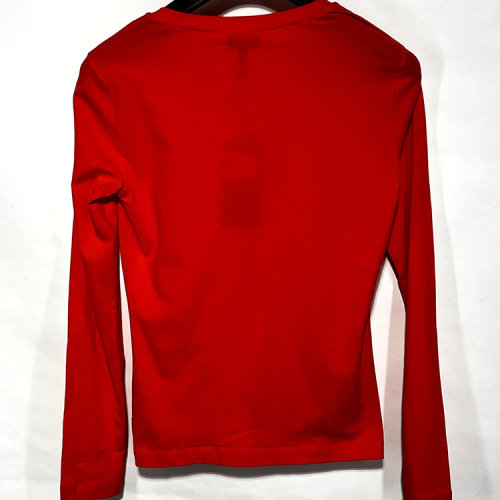 ARMANI JEANS/阿瑪尼牛仔 橙紅色女士長(zhǎng)袖T恤