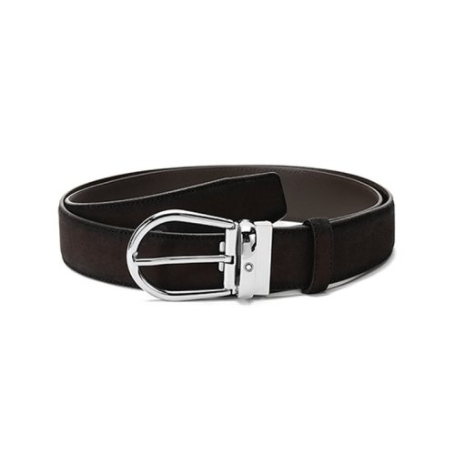 萬寶龍 MONTBLANC 男士牛皮針扣式雙面皮帶腰帶棕色 118442