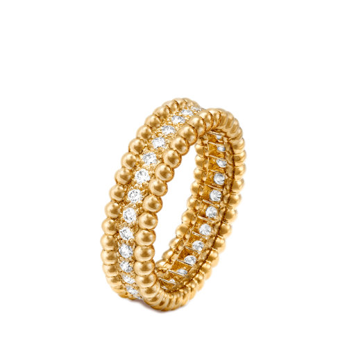 Van Cleef & Arpels/梵克雅寶 Perlée diamants系列 18K金黃金鑲嵌單排鉆石戒指指環(huán)VCARP4E100