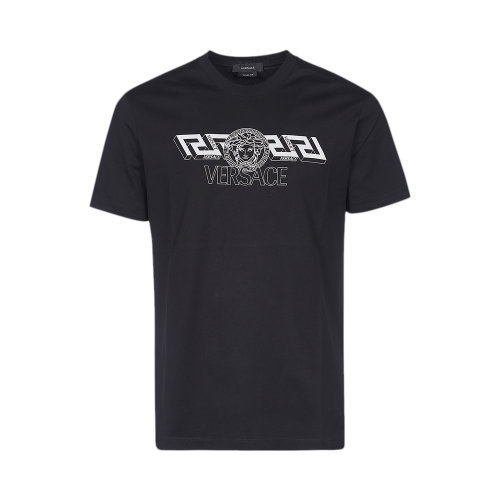 VERSACE/范思哲 男士純色棉質(zhì)字母徽標(biāo)印花裝飾圓領(lǐng)短袖上衣T恤 10039061-A028001 多色可選