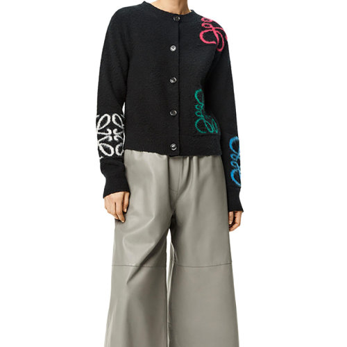 LOEWE/羅意威 22年秋冬新款 女士黑色飾有彩色LOGO圓領(lǐng)羊毛開(kāi)衫S359Y16K23-1489