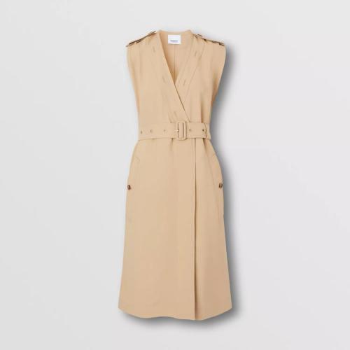  BURBERRY 22年秋冬 女士 粘膠纖維 V 領(lǐng)無袖 Trench 風(fēng)衣式連衣裙 80554581