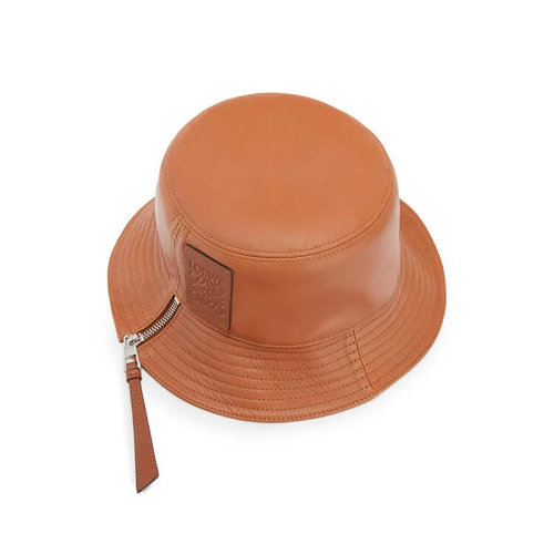 LOEWE/羅意威 22年春夏新款 女士棕色納帕牛皮革拉鏈漁夫帽112.10.010-2530