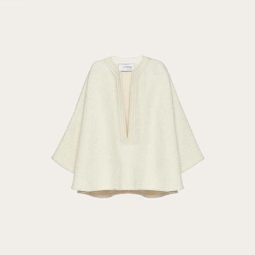  VALENTINO華倫天奴 22年秋冬 女士 斗篷 CAPE EN TISSU BOUCLé ENDUIT WB0CG2E56QTA03 預(yù)定商品1-3周發(fā)貨