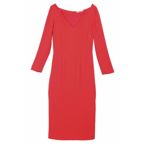 19年秋冬款nisiss/怡夕紅色開衩垂墜連衣裙女士連衣裙n173wo16