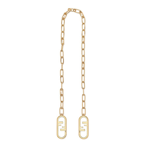 FENDI/芬迪 20  STRAP YOU系列 女士金色金屬雙Fendi O'Lock夾子鏈條包帶8AV371AHO5F0CFK