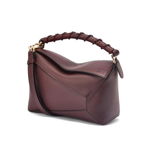 LOEWE/羅意威 22新款Puzzle系列 女士梅子色納帕牛皮革切割幾何線條包縫設(shè)計徽標(biāo)壓紋肩背斜挎手提包A510P60X01-6170