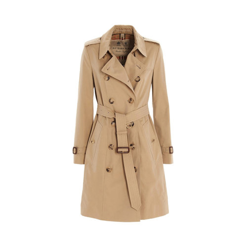 BURBERRY/博柏利 女士米色棉質(zhì)腰帶款大衣風(fēng)衣 8045776