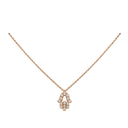 CARTIER/卡地亞 C?URS ET SYMBOLES系列 18K金玫瑰金鑲嵌鉆石法蒂瑪之手吊墜B3153118