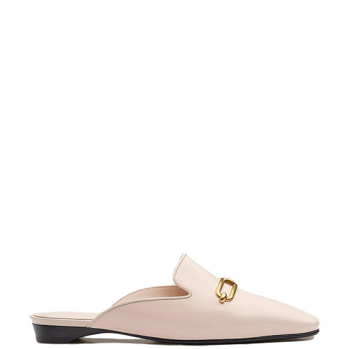 HERMES/愛馬仕 22年春夏新款 Esmée系列 女士波羅斯白色山羊皮Roulis搭扣穆勒鞋H221156Z1E370