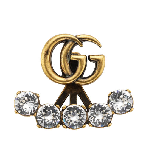 GUCCI/古馳  鍍金的金屬 單雙G水晶耳環(huán)605853J1D508066