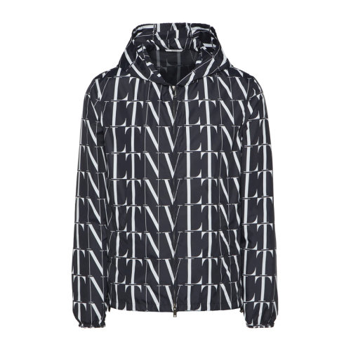 VALENTINO 華倫天奴 男士 服裝  拼色字母LOGO印花連帽徽標(biāo)外套 男士夾克