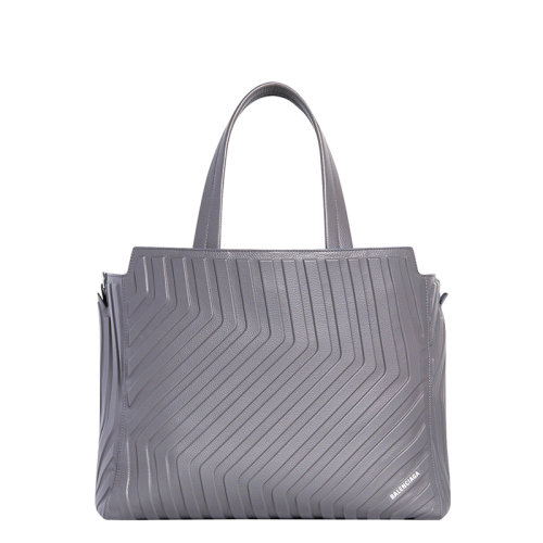 Balenciaga/巴黎世家 22春夏新款CAR系列 男士中號(hào)深灰色粒面牛皮革條紋印花單肩斜挎包托特包6794612103I1404