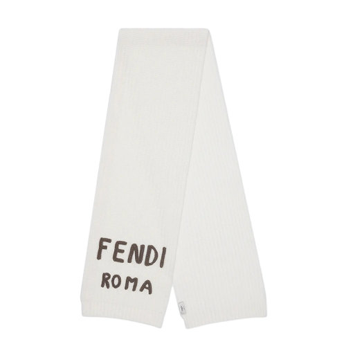 FENDI/芬迪新款 女士白色羊毛紗線圍巾FXT352AIX0F0QG1