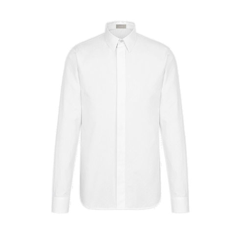 DIOR/迪奧  新款男士白色DIOR斜紋純棉提花長袖襯衫 013C501A4743_C080