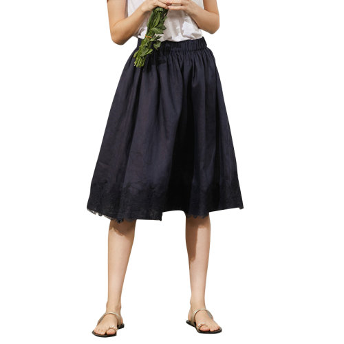 GeleiStory/GeleiStory  夏季清新文藝氣質(zhì)簡約蕾絲繡花拼接半身裙  女裝＞女士裙裝＞女士半身裙