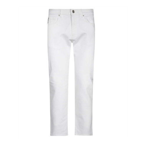 VERSACE/范思哲 男士白色棉質(zhì)混紡彈性纖維時(shí)尚休閑直筒牛仔褲休閑褲長(zhǎng)褲男褲 A86010-A233976-A8001