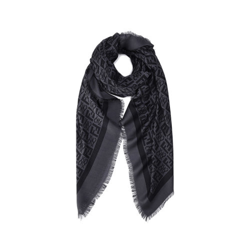 FENDI/芬迪【22春夏新款】男士桑蠶絲方巾絲巾圍巾披肩FF圖案 FXS610 AIJO