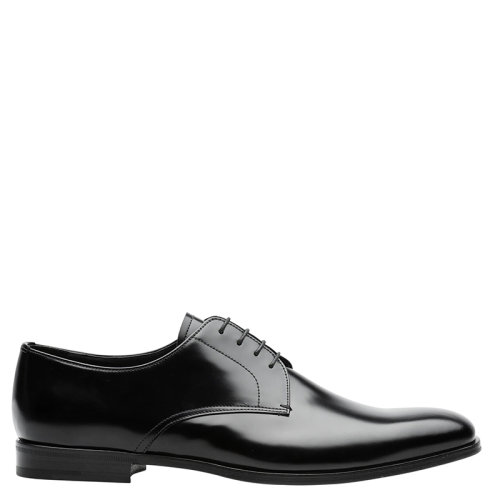 PRADA/普拉達(dá)  男士黑色亮面皮革德比鞋2EB174_P39_F0002
