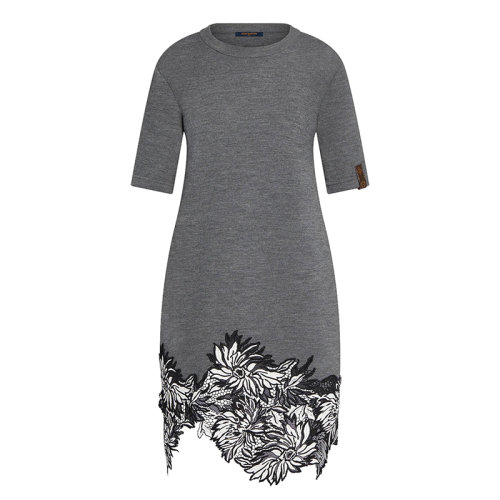 Louis Vuitton/路易威登  女士灰色羊毛針織短袖連衣裙1A9BSI