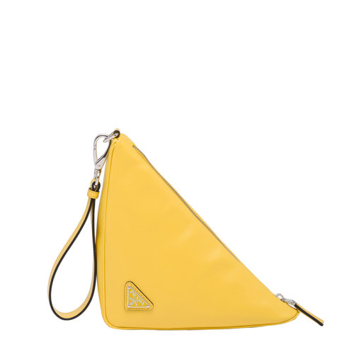 PRADA/普拉達(dá) 22年新款 女士陽光黃色徽標(biāo)壓紋小袋銀扣手提包1NE039_2BYA_F0377