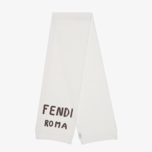  FENDI芬迪 22年春夏 女士 圍巾 白色羊毛圍巾 FXT352AIX0F0QG1
