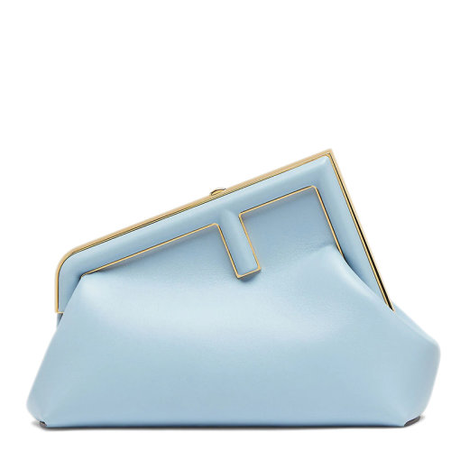 FENDI/芬迪 22年春夏新款First系列 女士小號淺藍(lán)色羔羊皮斜向F形搭扣單肩斜挎手拿包8BP129ABVEF1993