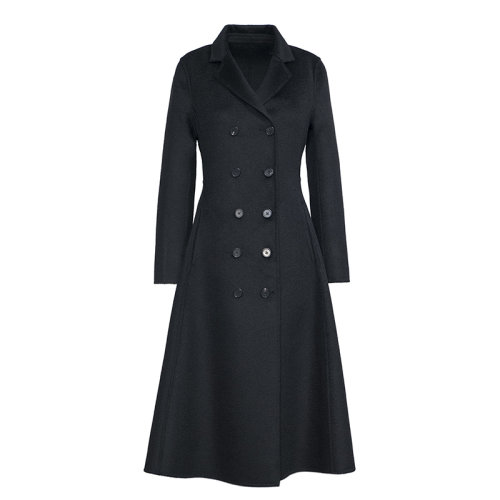 GeleiStory/GeleiStory 2022秋冬新款雙面呢水波紋收腰大擺顯瘦氣質毛呢外套女士大衣