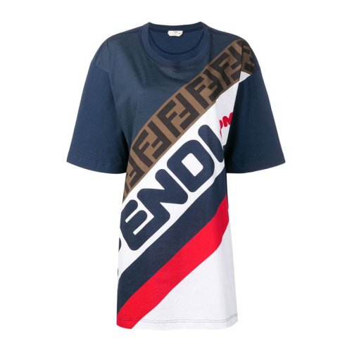 FENDI/芬迪 女裝 服飾 Fendi x fila聯(lián)名限量款 拼色LOGO印花短袖T恤式 女士連衣裙