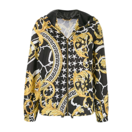 VERSACE/范思哲 女士多色拼色滌綸印花裝飾拉鏈開(kāi)合連帽外套夾克 A84010-A231034-A7900