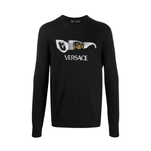 VERSACE/范思哲 男士黑色混紡材質(zhì)徽標(biāo)印花衛(wèi)衣 A86050-A233965-A1008