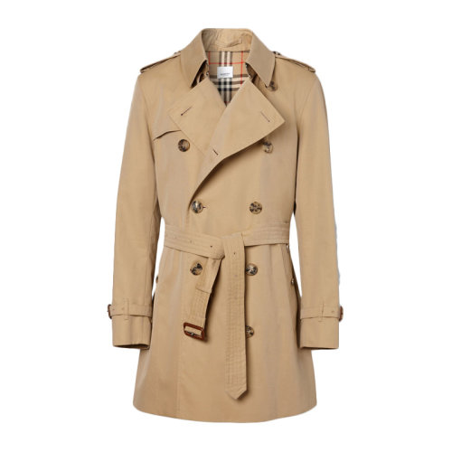 BURBERRY/博柏利【秋冬新品】男裝 服裝 Trench棉質(zhì)中長款雙排扣束腰 男士風(fēng)衣外套 801523