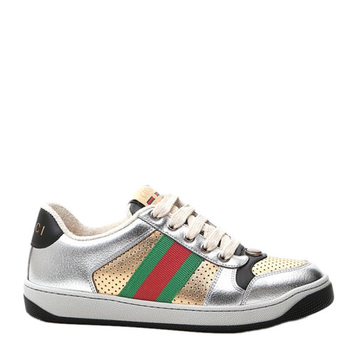 GUCCI 古馳 女士 鞋靴  銀色系帶皮質(zhì)休閑運(yùn)動(dòng)鞋鞋 女士休閑運(yùn)動(dòng)鞋