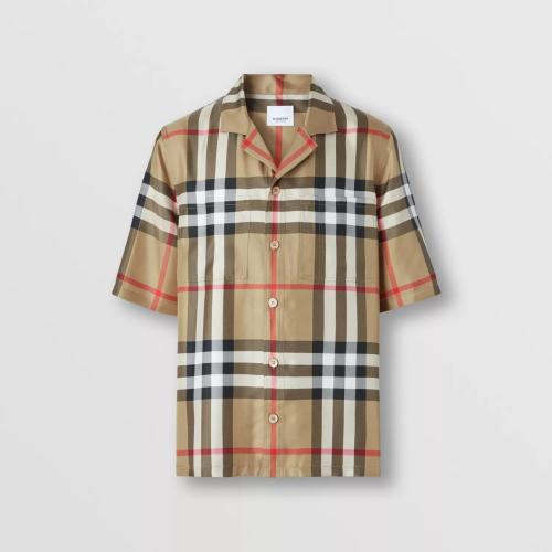  BURBERRY 22年秋冬 男士 格紋絲質(zhì)短袖襯衫 80502791
