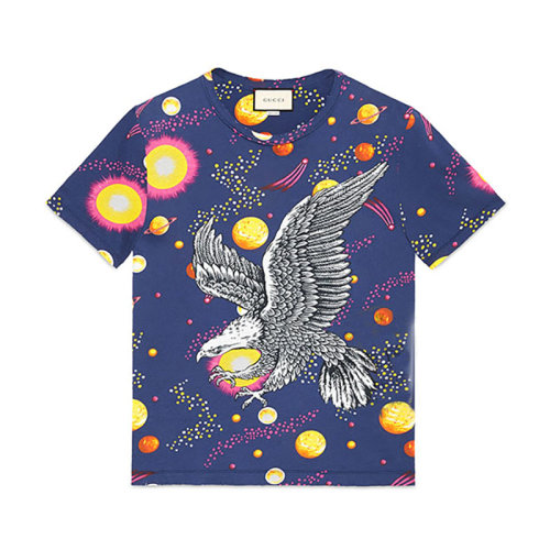GUCCI/古馳 老鷹圖案休閑男士短袖t恤 457936 X3G57 4400
