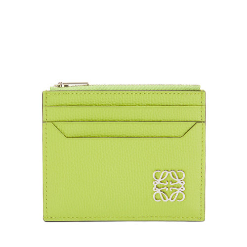 LOEWE/羅意威 22春夏新款 女士綠豆色卵石紋牛皮革銀色金屬徽標(biāo)裝飾拉鏈卡包卡片夾C821R80X01-6905
