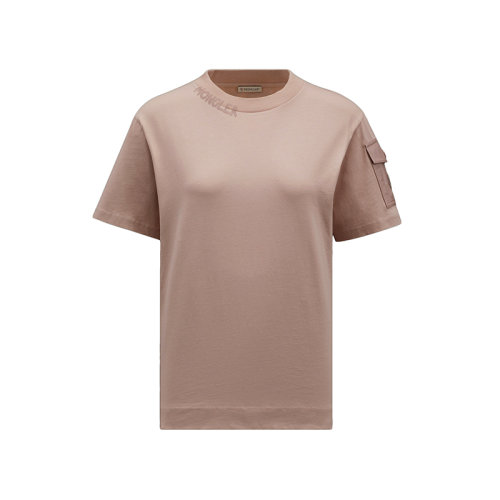 Moncler/蒙克萊 22年秋冬新款 女士花瓣粉色棉質(zhì)飾絎縫尼龍袖袋短袖T恤H20938C00003829HP51A