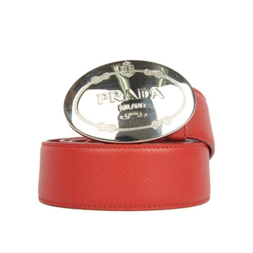PRADA/普拉達(dá)  女士紅色皮革時尚百搭品牌字母皮帶腰帶  1C3975-053-F068Z