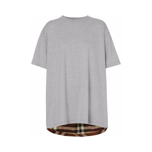 BURBERRY/博柏利 女士灰色棉質(zhì)格紋裝飾短袖T恤 8048925