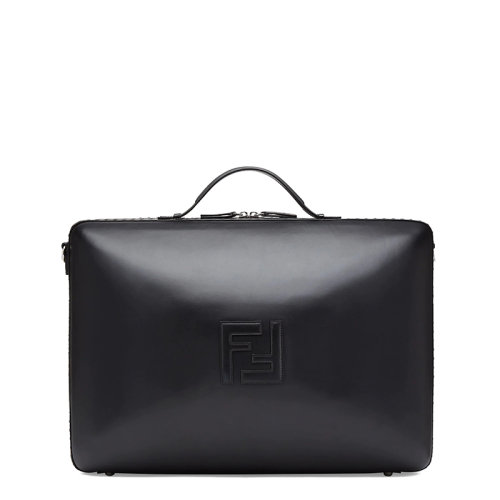 FENDI/芬迪 22春夏新款 男士大號(hào)黑色小牛皮徽標(biāo)硬質(zhì)設(shè)計(jì)感單肩包手提箱7VV158AAIWF0GXN
