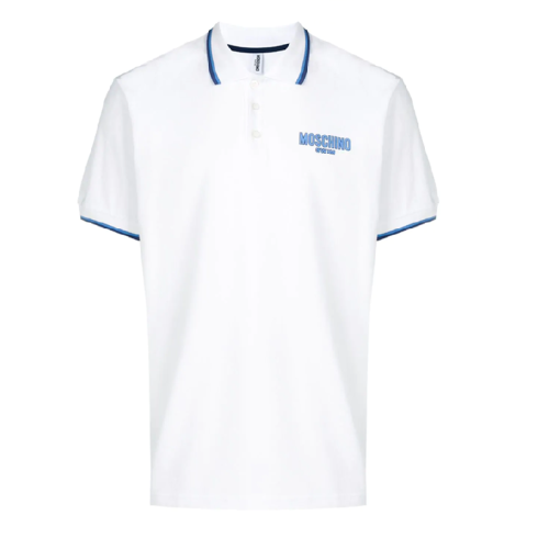 MOSCHINO/莫斯奇諾  男士短POLO衫 白色色織領(lǐng) 3V130123220001
