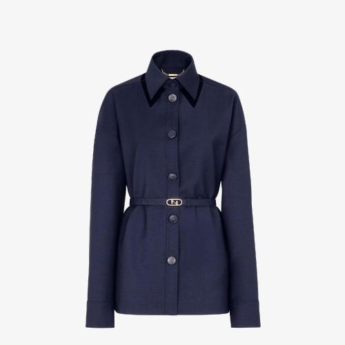  FENDI芬迪 22年春夏 女士 夾克 藍(lán)色馬海毛夾克 FJ7235S9AF1FLH