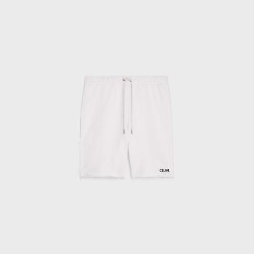  CELINE賽琳思琳 22年秋冬 男士 短褲 CELINE刺繡棉質(zhì)抓絨短褲 2Z063670Q.01OB