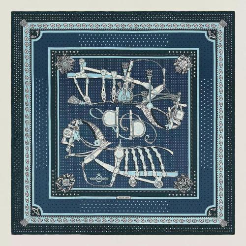  HERMES愛(ài)馬仕 22年秋冬 女士 披肩 Chale 140 Harnais de Cour Bandana H243935S 03