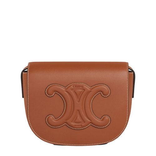 CELINE/賽琳 FOLCO CUIR TRIOMPH系列 女士棕褐色光滑小牛皮斜挎單肩手拿包198263DU3.04LU
