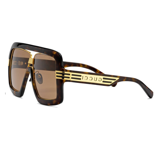 GUCCI/古馳 男士淺棕色方形太陽鏡 648623J16912323