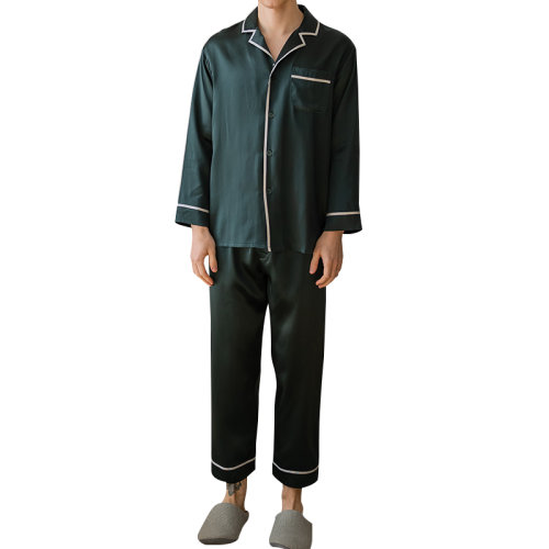 GeleiStory/GeleiStory 新款休閑居家系列男士真絲長袖長褲套裝男裝＞男士睡衣/家居服＞男睡衣/家居服